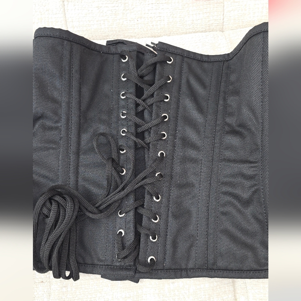 Heavy Duty Steel Boned Black Corset Waist Trainer - Picture 3 of 7